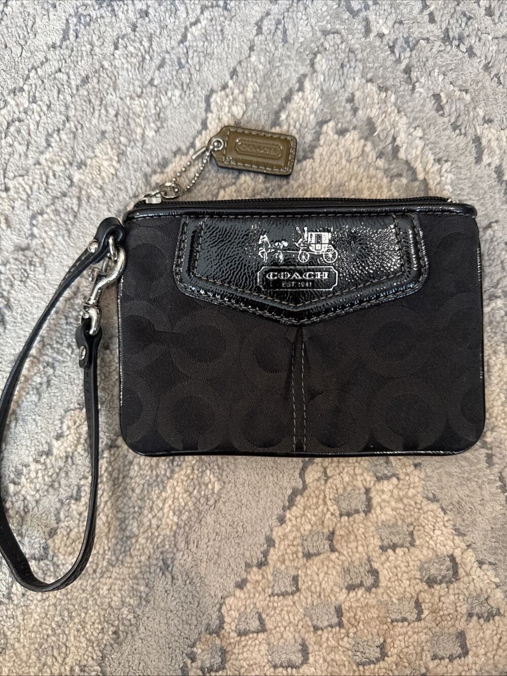 Coach Black Signature Madison Art Op Wristlet Clutch Purse Monogram Y2K Vintage